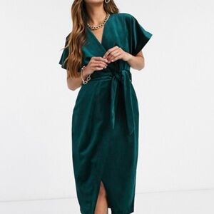 Elegant Closet brand Teal Wrap Midi Pencil Dress